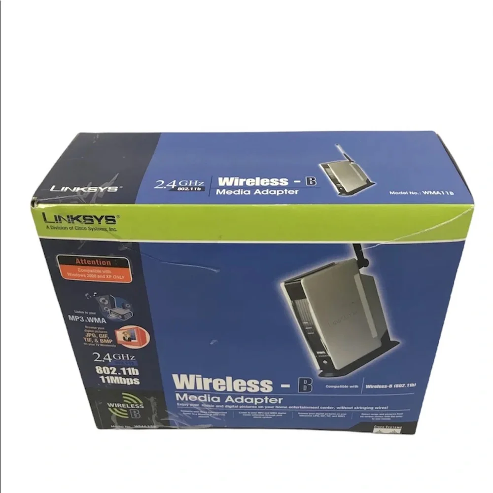 New LinkSys Wireless-B Media Adapter Model WMA11B 11Mbps 2.4 GHz With Opened Box